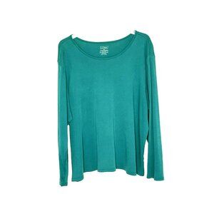 LL Bean Womens Top 100% Supima Cotton 3X Long Sleeve Green Capsule Normcore flaw